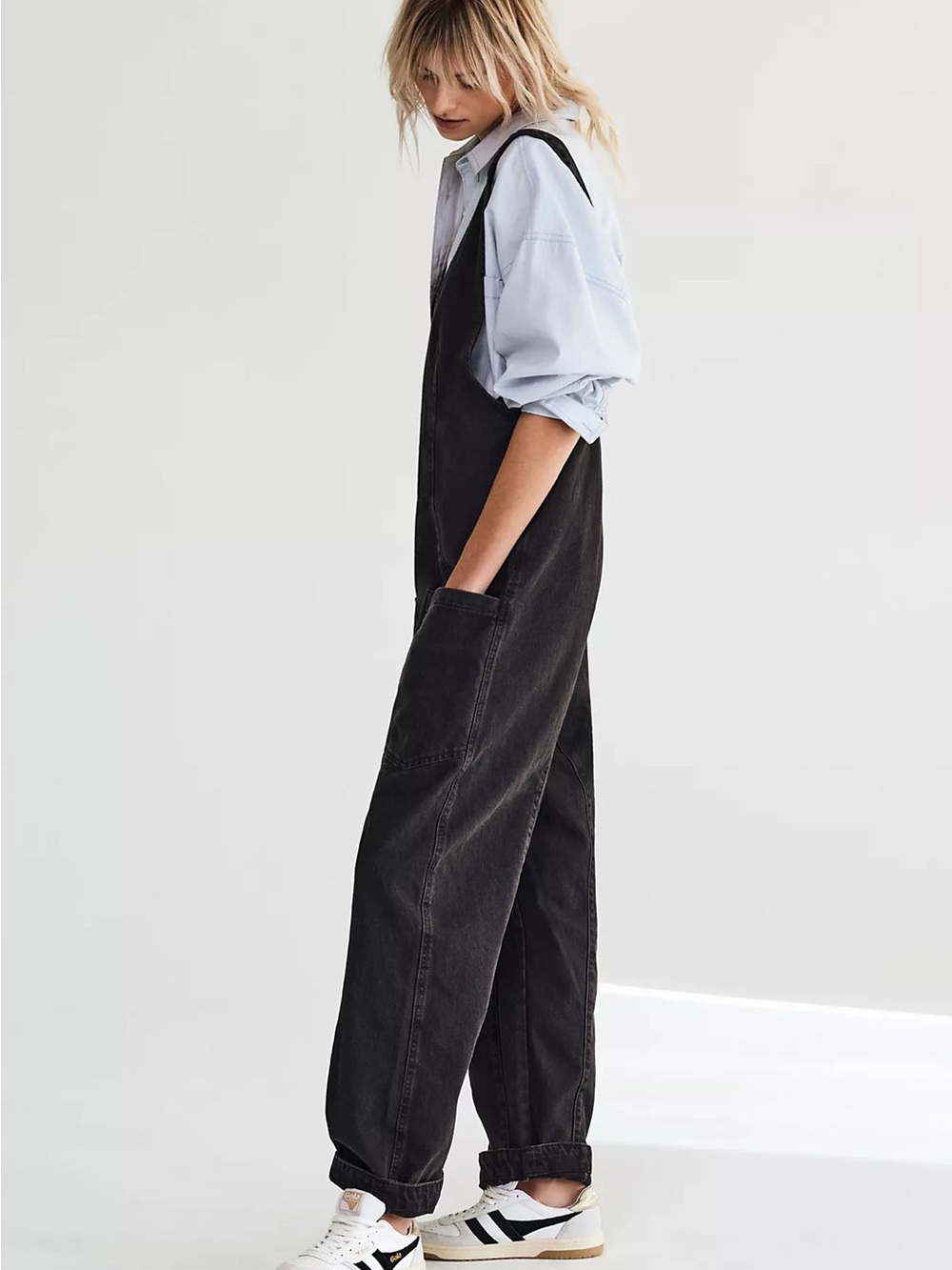 Free People Women’s High Roller Jumpsuit Jeans - Mineral Black Denim - Picture 4 of 16
